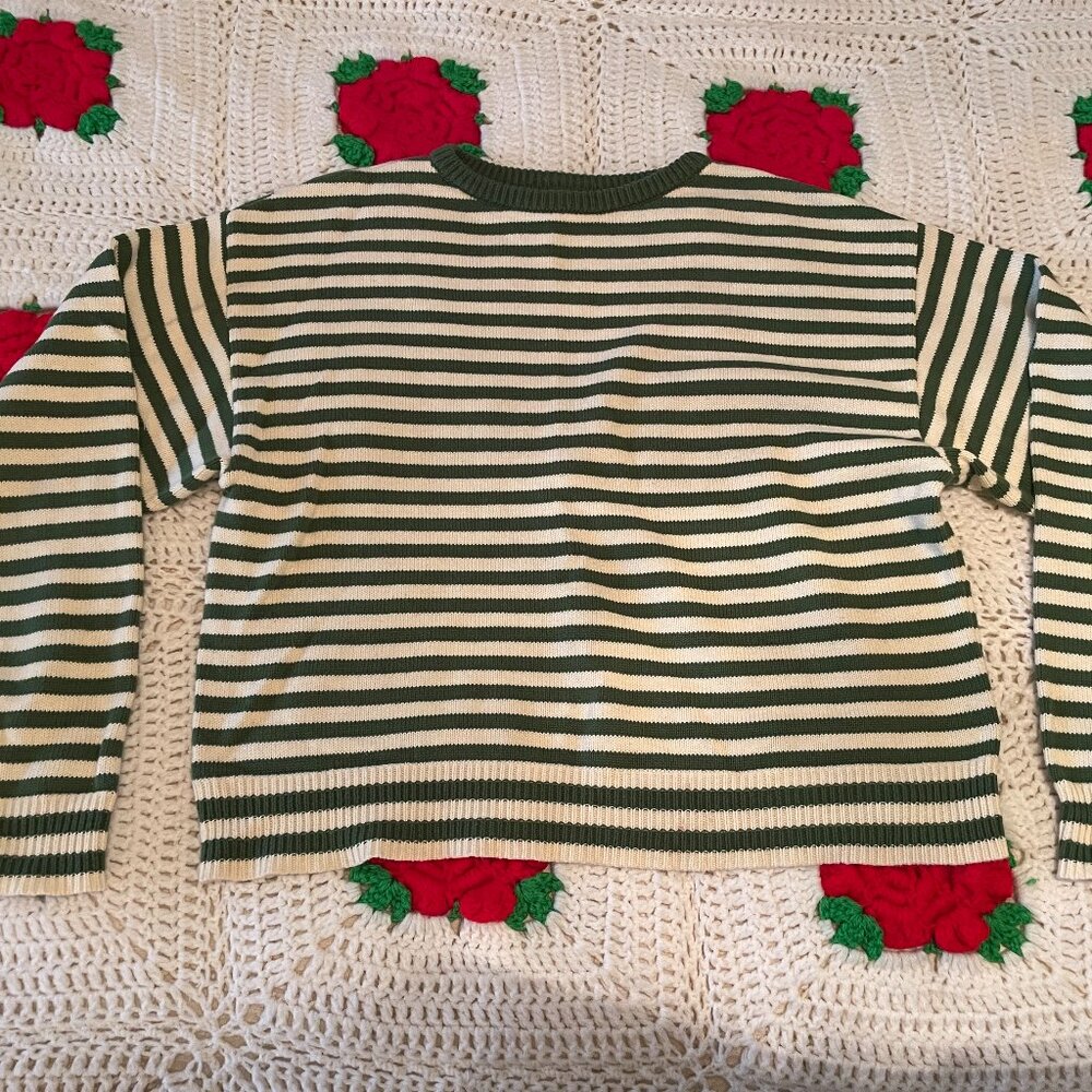 Sonderhaus Green Striped Organic Cotton Pullover Sweater XS